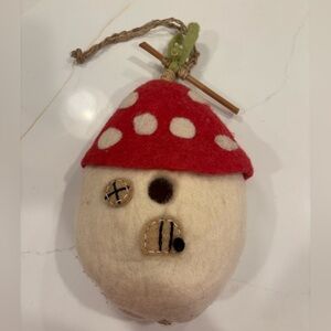 Felt mushroom birdhouse decor handmade woodland